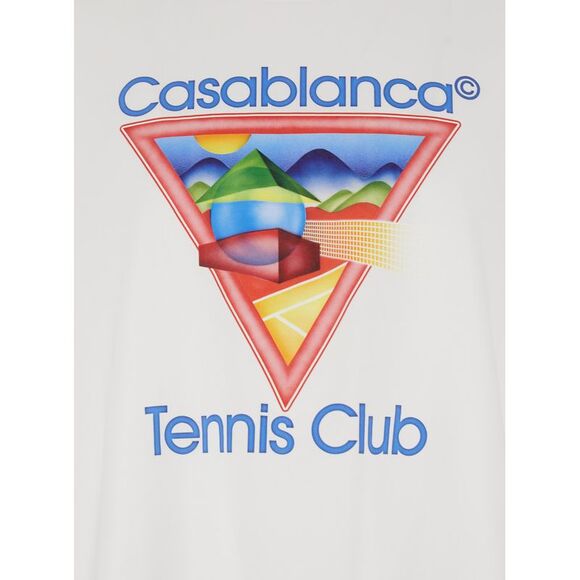 Casablanca Men White Crewneck T-Shirt With Logo On The Front In Cotton Man